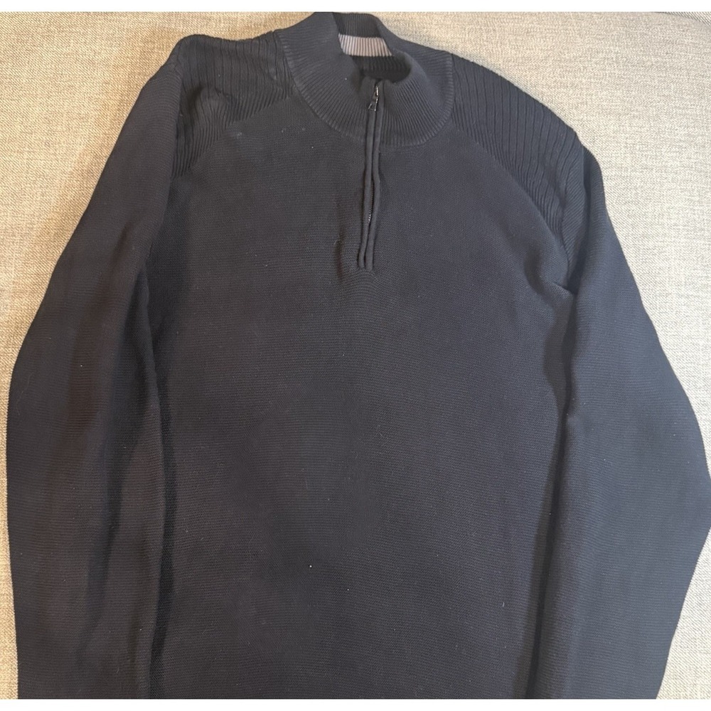 Flag‎ & Anthem Black 1/4 Zip 100% Cotton Men's Sweater Large L